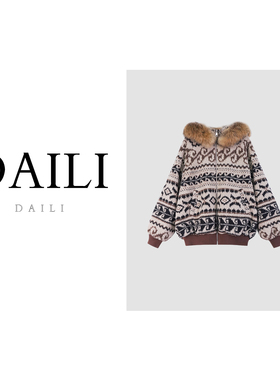黛利新款时尚连帽大毛领针织外套羽绒服DLYFYS-58967