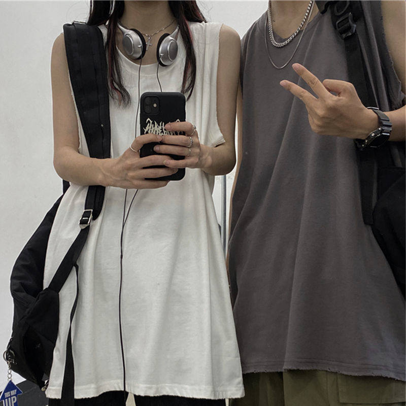 夏季新款无袖背心男女宽松大码学背心吊带
