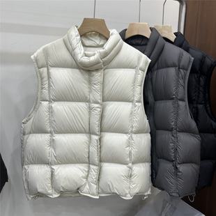 欧洲站欧货立领羽绒马甲女冬季新款90白鸭绒保暖百搭显瘦背心外套