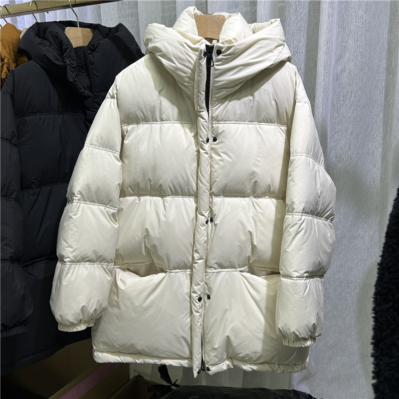 欧洲站欧货2025冬季新款90白鸭绒羽绒服女韩版连帽宽松百搭外套
