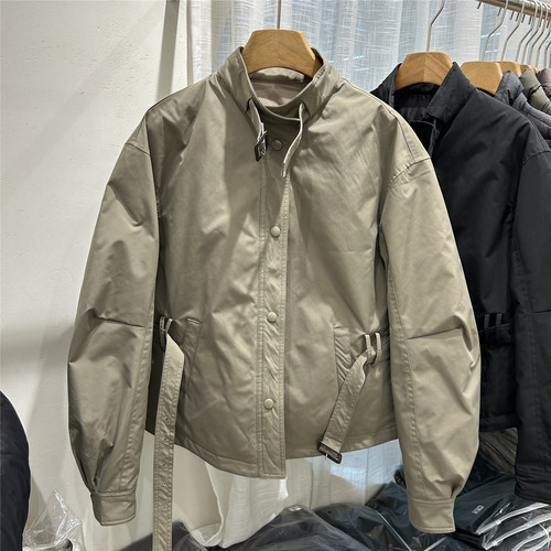 立领拉链白鹅绒羽绒服女宽松