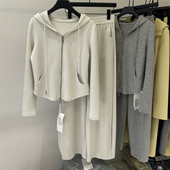 连帽修身 时尚 套装 连帽卫衣拉链阔腿裤 百搭两件套 女春季 2026春款