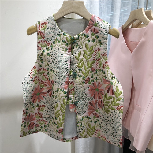 新中式国风马甲女气质碎花马夹