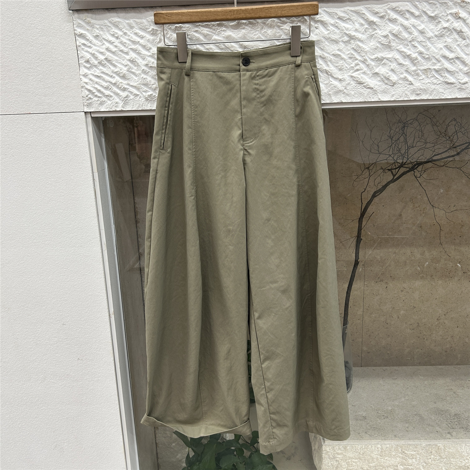 欧洲站欧货2026春夏季新款高腰宽松休闲裤女卡其色显瘦百搭阔腿裤