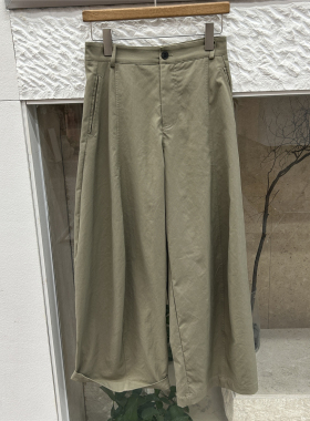 欧洲站欧货2026春夏季新款高腰宽松休闲裤女卡其色显瘦百搭阔腿裤