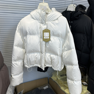 欧洲站欧货90白鹅绒短款羽绒服女冬季连帽蓬松高级感小个子外套潮