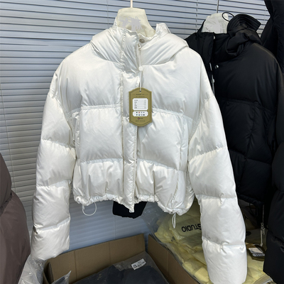 欧洲站欧货90白鹅绒短款羽绒服女冬季连帽蓬松高级感小个子外套潮
