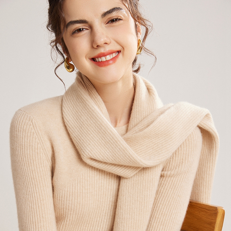 康赛妮100%纯山羊绒男女加厚围脖百搭针织围巾高档软糯冬季保暖