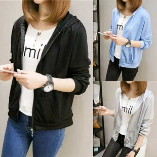 chic拉链外套韩版 新款 宽松学生运动上衣 卫衣女连帽2024春秋装 开衫