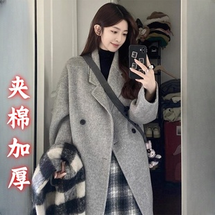 加长款呢子大衣女士毛呢外套秋冬高级感小个子韩系气质加厚夹棉服