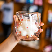 39.9元包邮  双层玻璃猫爪杯 印花款