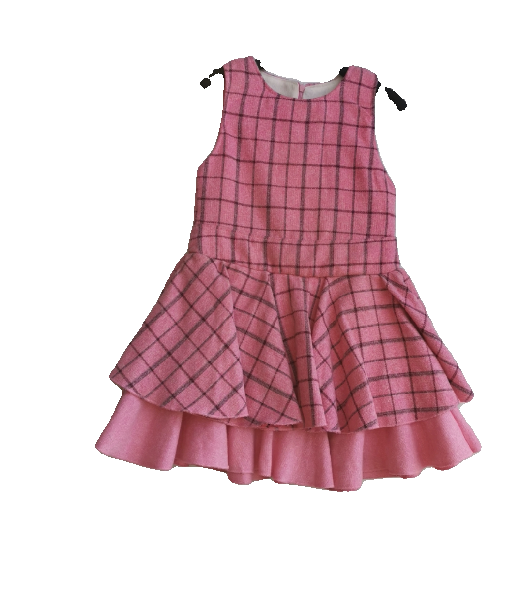 粉红色格子裙儿童女童背心裙120-130