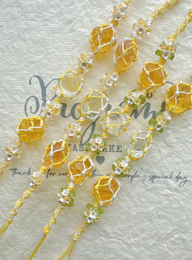新款黄水晶花环手链手绳清新爆款纯手工编织手链手绳闺蜜情侣礼物