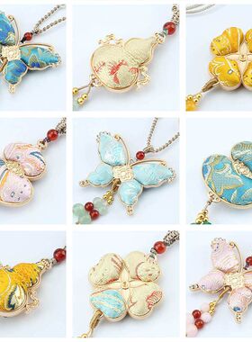 布棉麻绳子圆珠女新中式宋锦项链