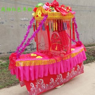 新款旱船道具彩船花船采莲船花轿推车毛驴秧歌服装 社火道具