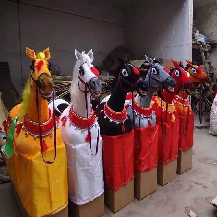 毛驴旱船跑驴竹马红马白马 白龙马大马秧歌道具舞龙舞狮民间演出