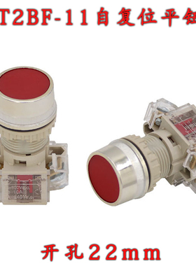 台湾TEND天得同款T2BFRR/G圆头红色平头一开一闭自复位按钮开关22