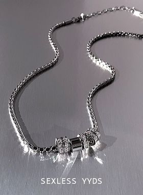 中性冷淡风闪钻圆环吊坠项链女轻奢小众设计感百搭锁骨链潮