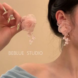 粉黛红颜_春夏季森系粉色花朵耳环2025新款爆款耳饰女高级感耳钉