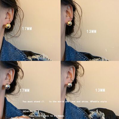 韩国fever同款金属圆球耳扣耳环女气质高级感耳钉2025年新款耳饰