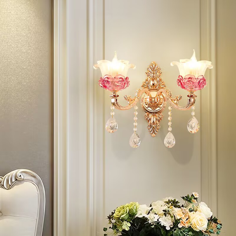 欧式壁灯全光谱卧室床头灯客厅背景墙壁灯饰楼梯灯led单双头灯具