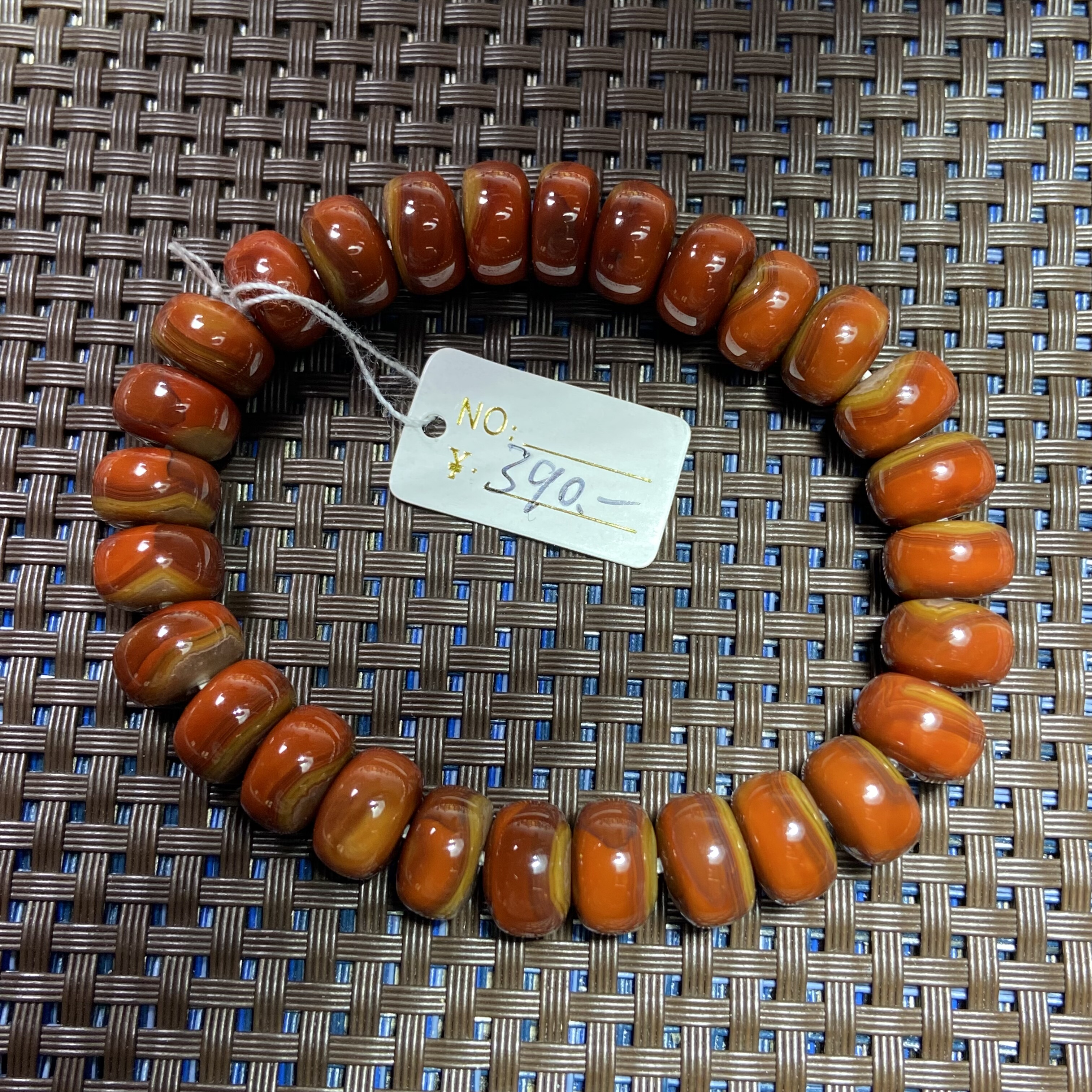 战国红玛瑙手串直径约11毫米河北宣化大湾精品一物一图特色花纹