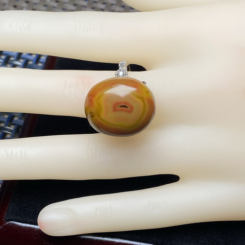 河北宣化战国红玛瑙红黄镶嵌戒指