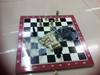 國際象棋 木制國際象棋+西洋跳棋 中號折疊棋盤