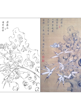 TP362工笔花鸟画竹子白描底稿国画花鸟小品临摹线描画稿打印稿