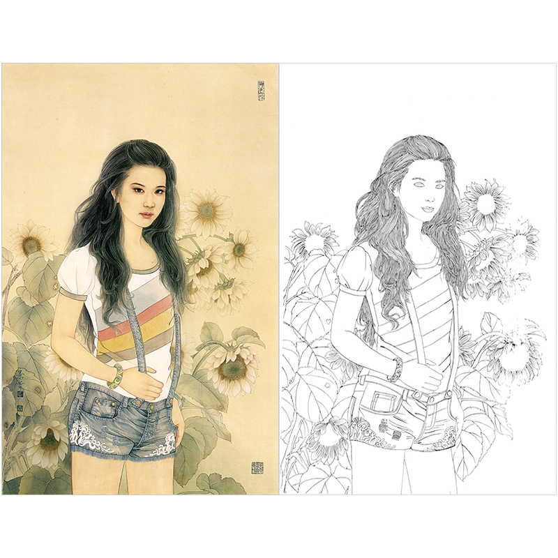 崔景哲仕女人物工笔画白描底稿