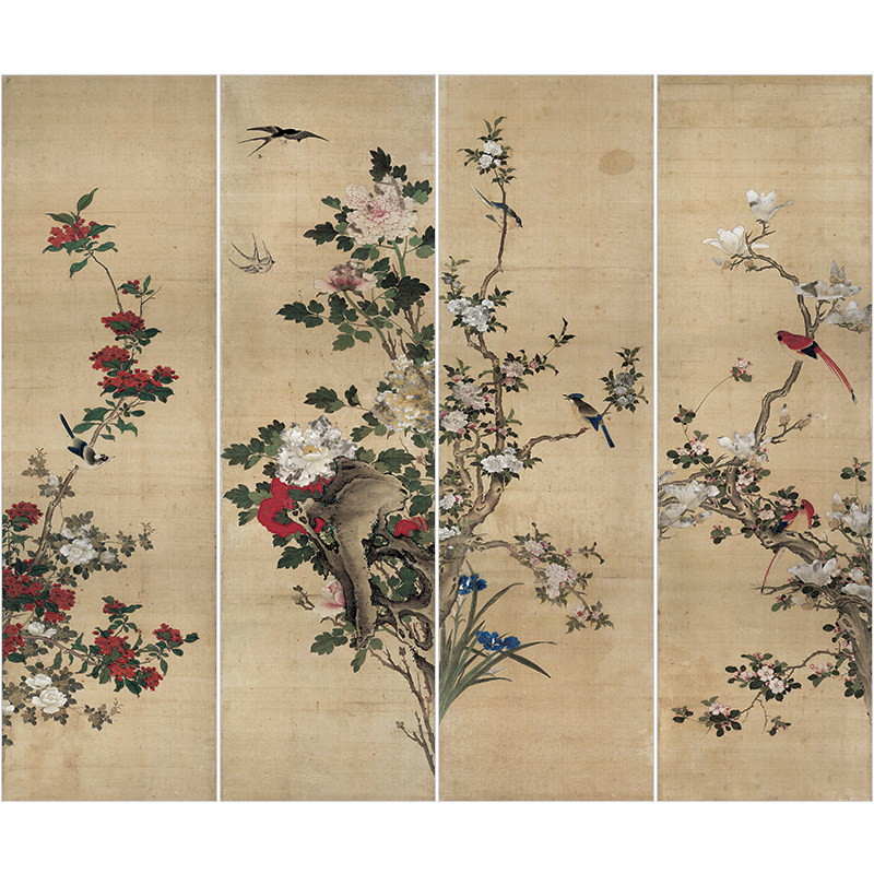 工笔画白描底稿花鸟陈牧八条屏