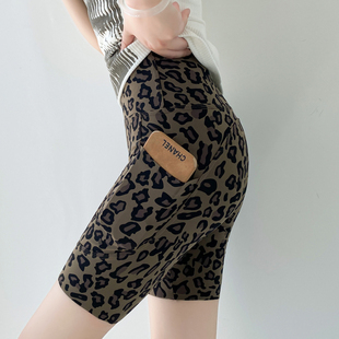 五分打底魔術(shù)褲 新款 女外穿夏季 高腰提臀收腹騎行褲 口袋豹紋鯊魚褲