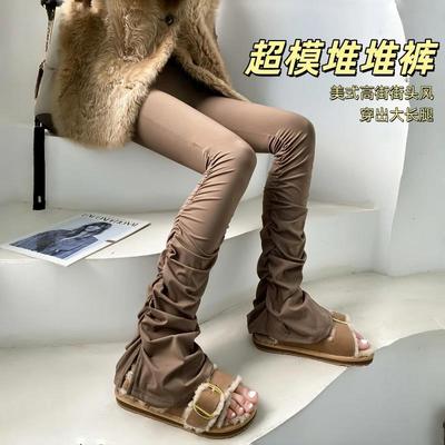 美式高街拉我堆堆裤运动瑜伽裤