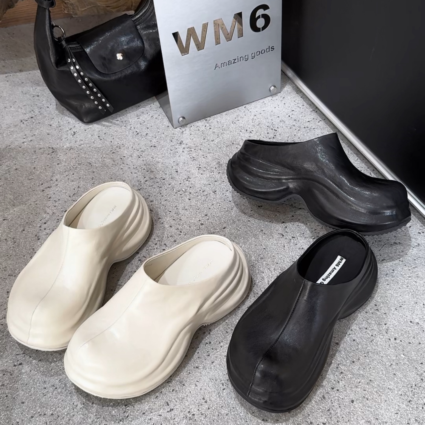 WM6女鞋真皮厚底包头拖鞋2026春季新款欧货欧洲站勃肯鞋懒人鞋潮