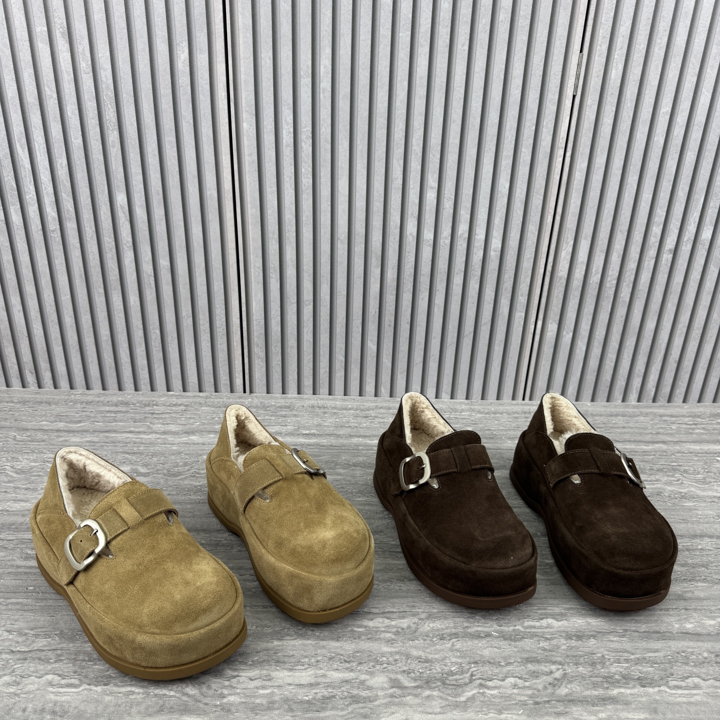 厚底勃肯鞋休闲加绒羊毛乐福鞋潮