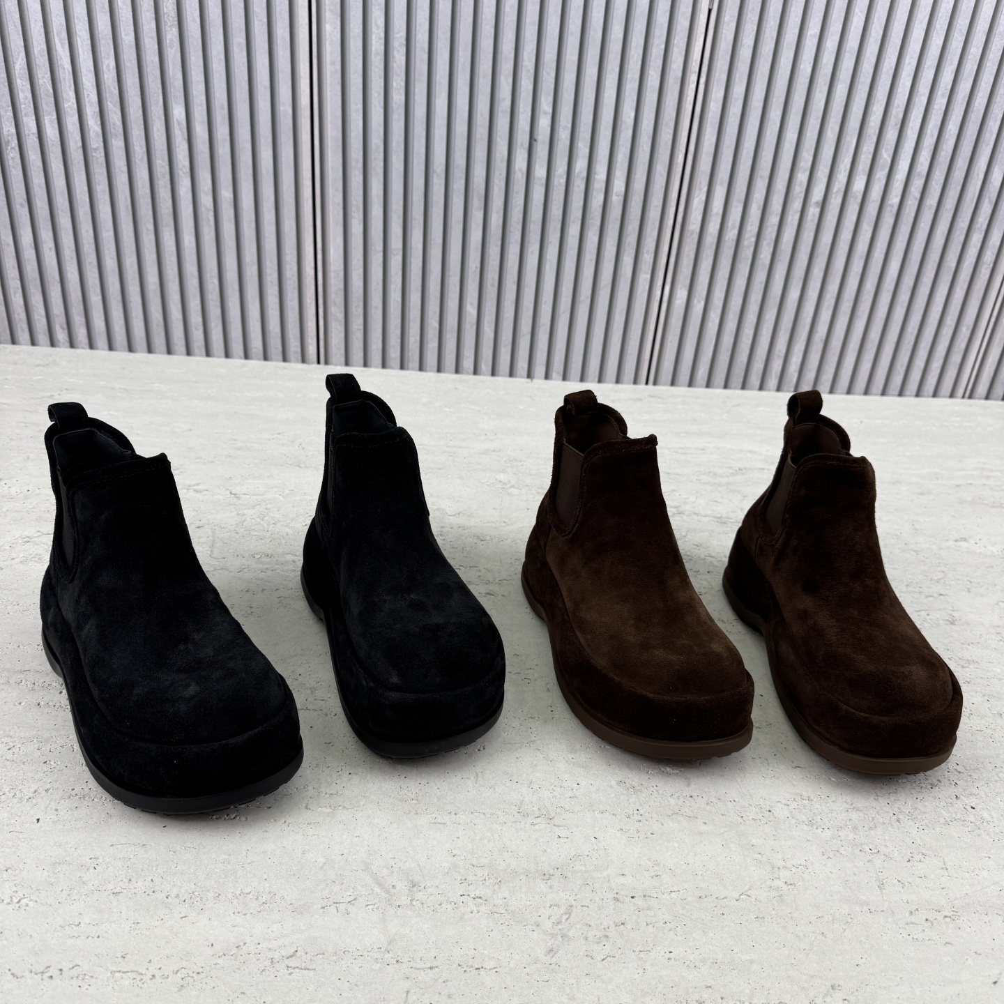 圆头坡跟切尔西靴马丁靴套筒短靴