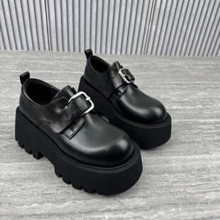 欧货欧洲站2026春季新款英伦皮带扣乐福鞋女松糕底厚底真皮小皮鞋