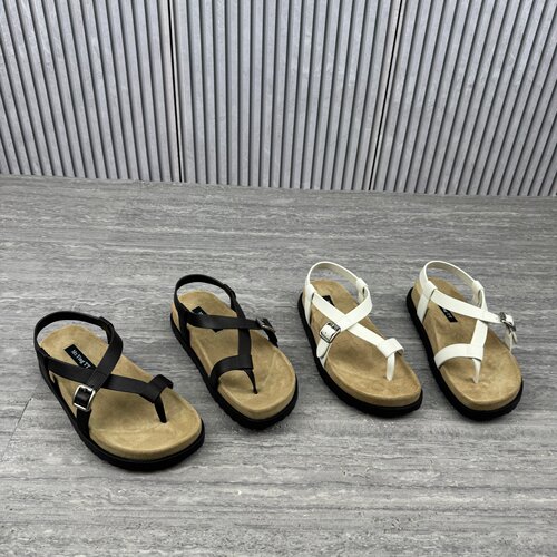 真皮罗马夹趾平底防滑凉鞋女