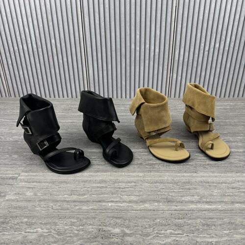 欧美头层牛皮皮带扣高筒女靴