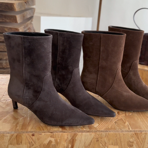 欧洲站欧货真皮女靴尖头马丁靴