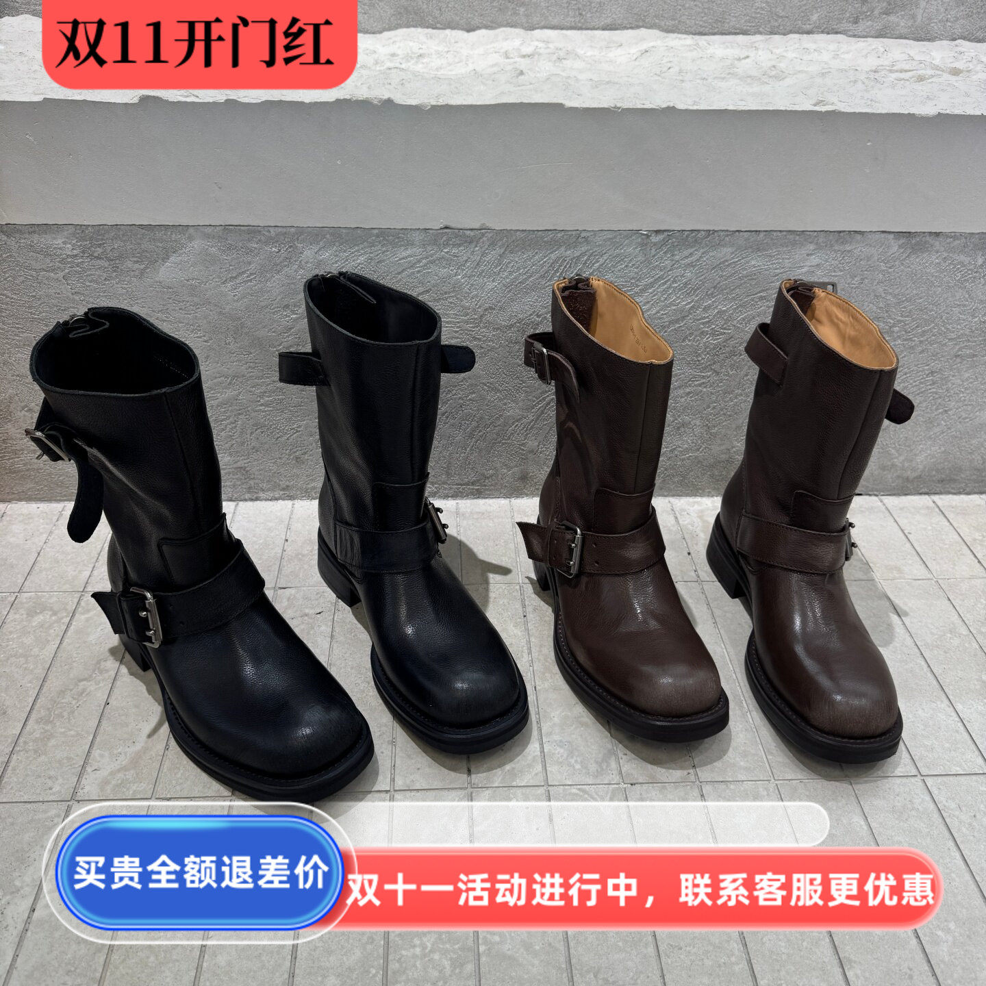英伦真皮机车马丁女靴