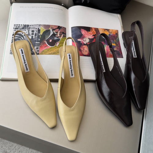 WM6真皮包头坡跟后绊带通勤凉鞋