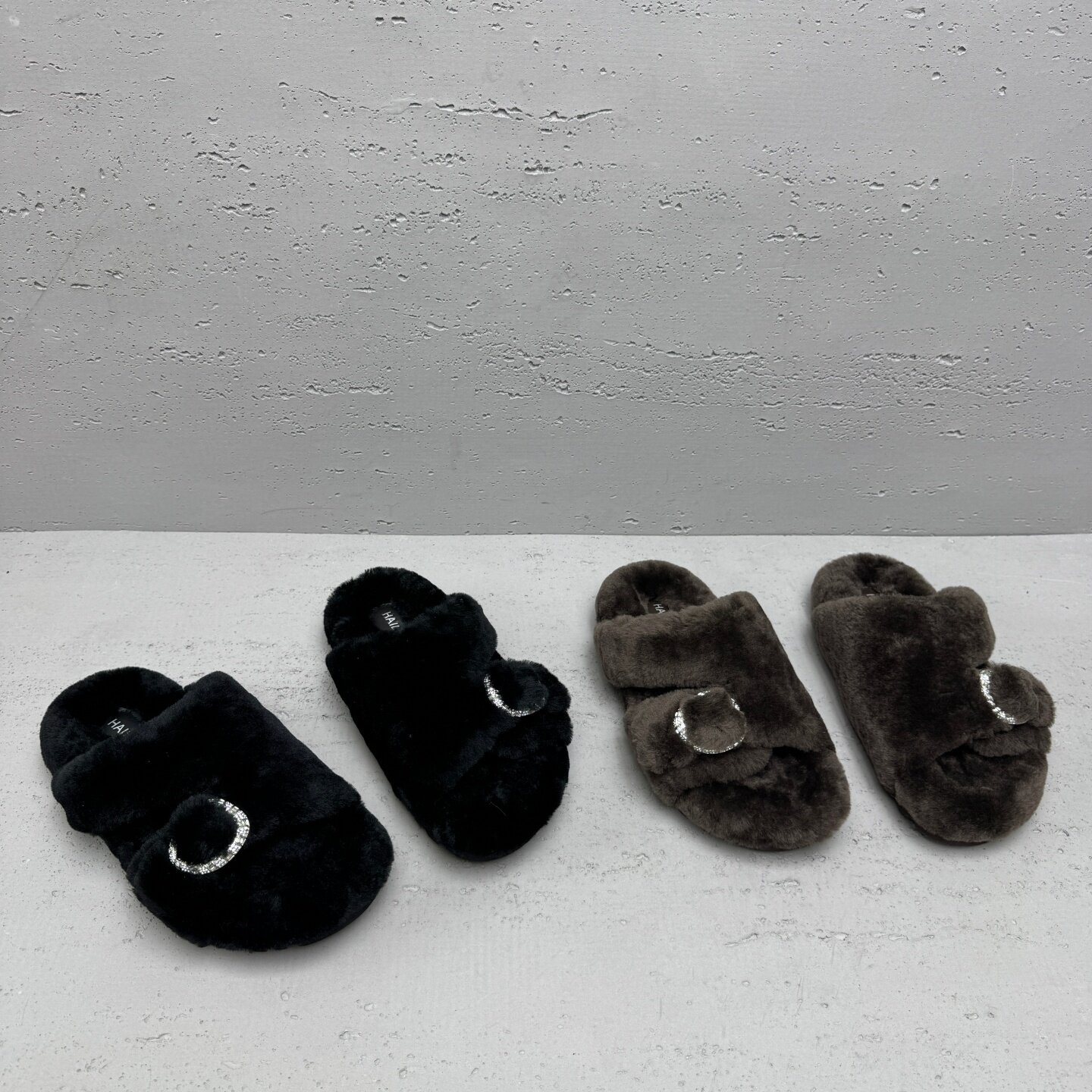 秋款真皮毛毛厚底增高女款一字拖