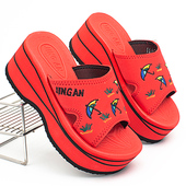 夏季 女增高 增高坡跟沙滩拖鞋 高跟凉拖鞋 女厚底防滑轻质泡沫底拖鞋