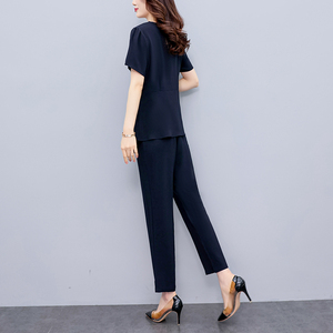 RM8715#夏季新款大码女装胖妹妹气质套装显瘦洋气时髦休闲两件套