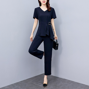 RM8715#夏季新款大码女装胖妹妹气质套装显瘦洋气时髦休闲两件套