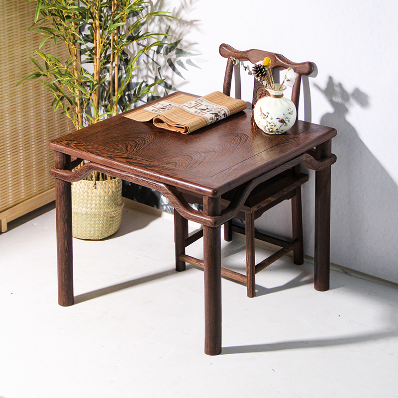 鸡翅木餐桌椅简约茶桌儿童饭桌小户型矮桌红木地桌阳台户外休闲桌