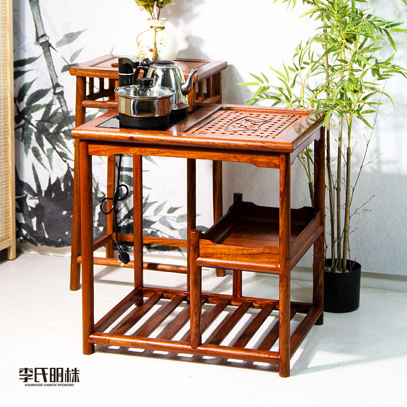 红木茶桌椅刺猬紫檀移动茶台花梨木中式家具客厅功夫实木功夫茶桌