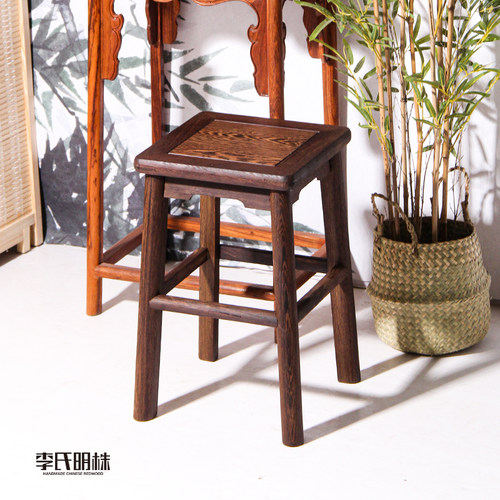 鸡翅木加厚方凳餐桌凳实木高板凳红木换鞋梳妆凳洗脚客厅卯榫成人