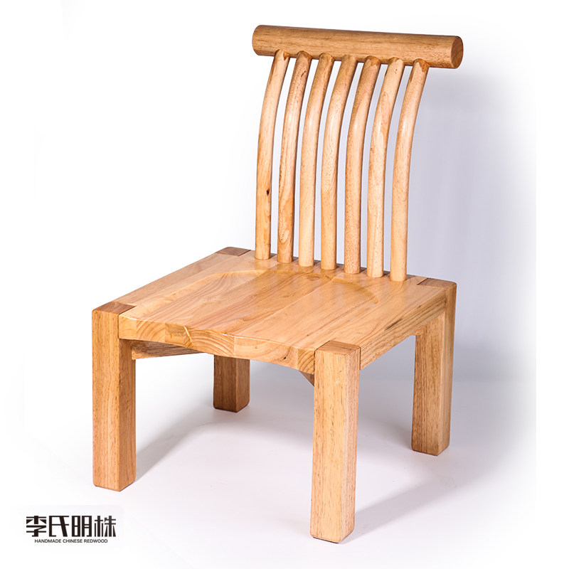 简约实木小椅子北欧家用欧式原木矮凳休闲靠背椅结实厚重清仓处理